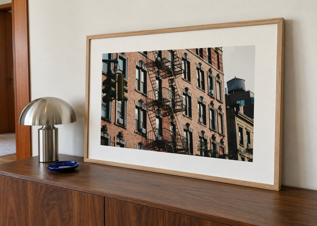 Brooklyn Facade - Framed poster in an interior
