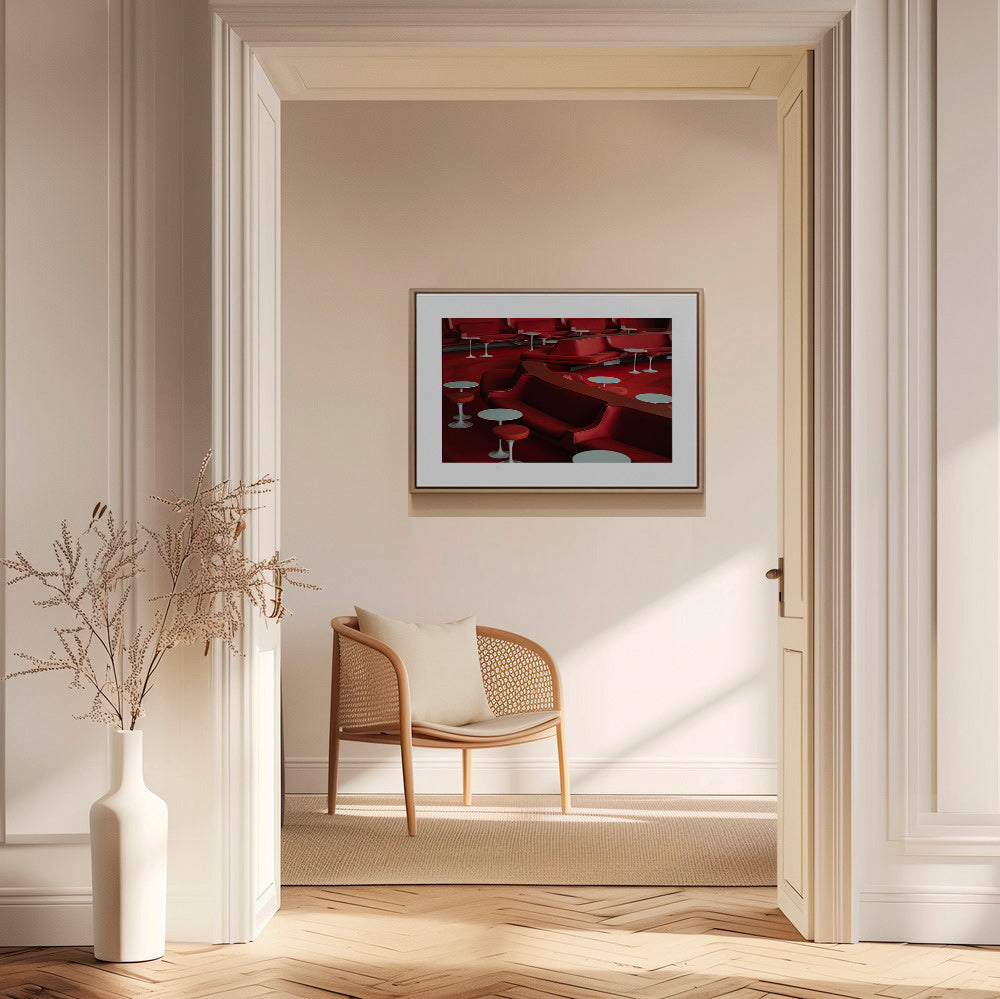 Rode lounge-foto met gebogen zitplaatsen