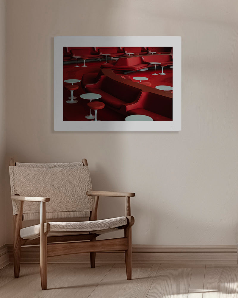 Rode lounge-foto met gebogen zitplaatsen