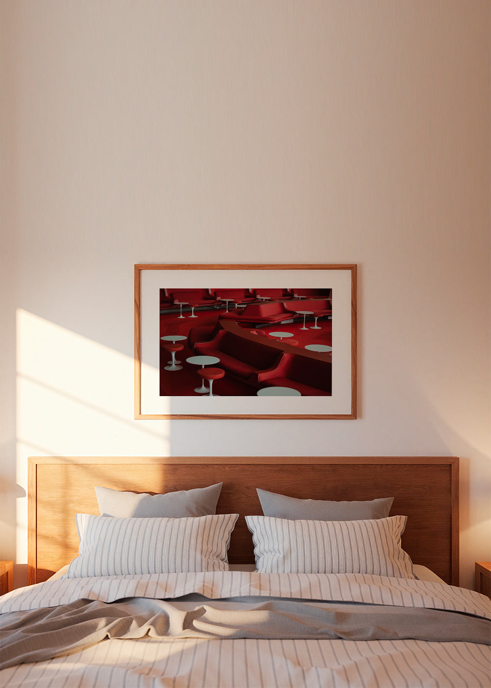 Rode lounge-foto met gebogen zitplaatsen