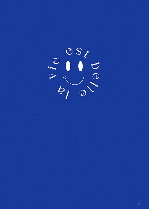 Illustratie smile typografisch blauw