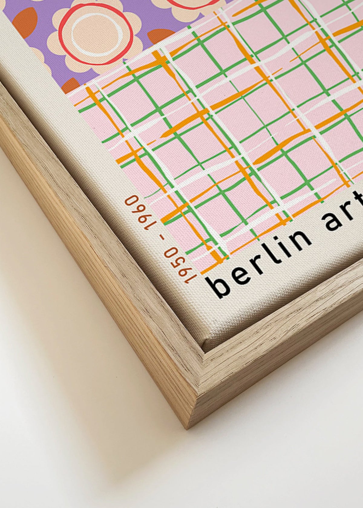 Pop-art bloemenillustratie met raster – Canvas detail