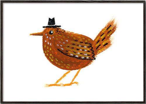 Artwork vink met klein cowboyhoedje – Black Frame
