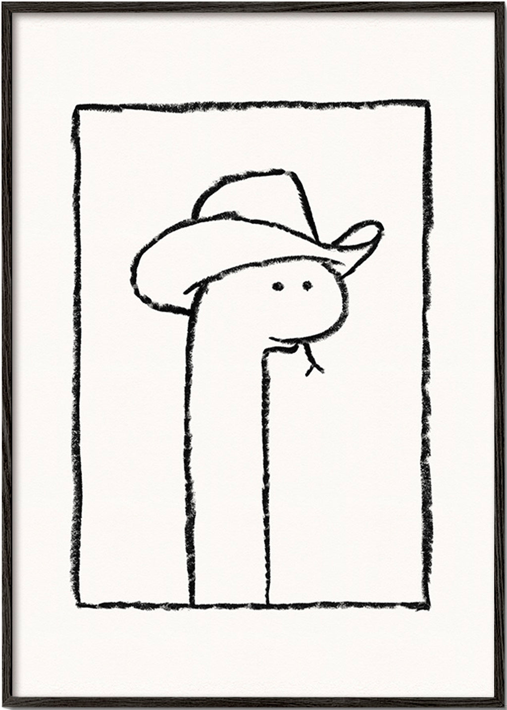 Ilustración de serpiente con sombrero – Black Frame