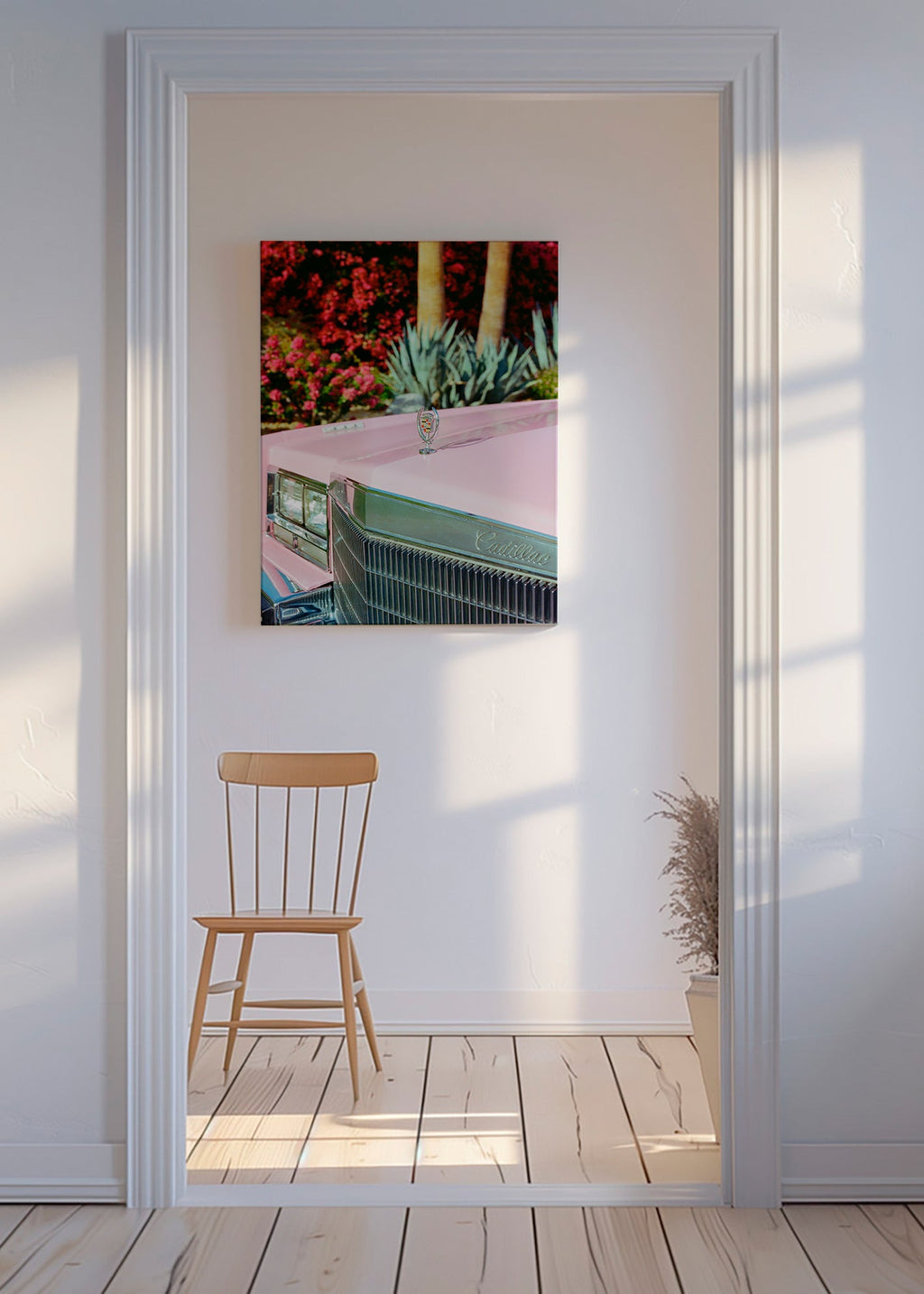 Vintage print Roze Cadillac – Canvas