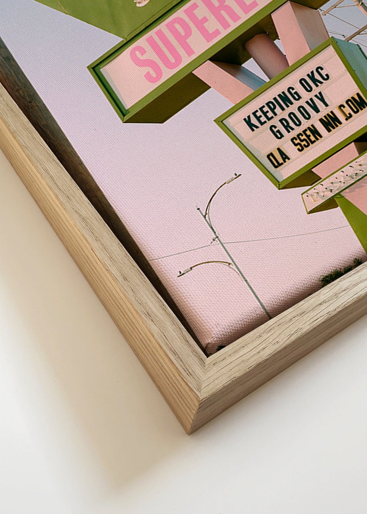 Vintage bord foto groen en roze – Canvas detail