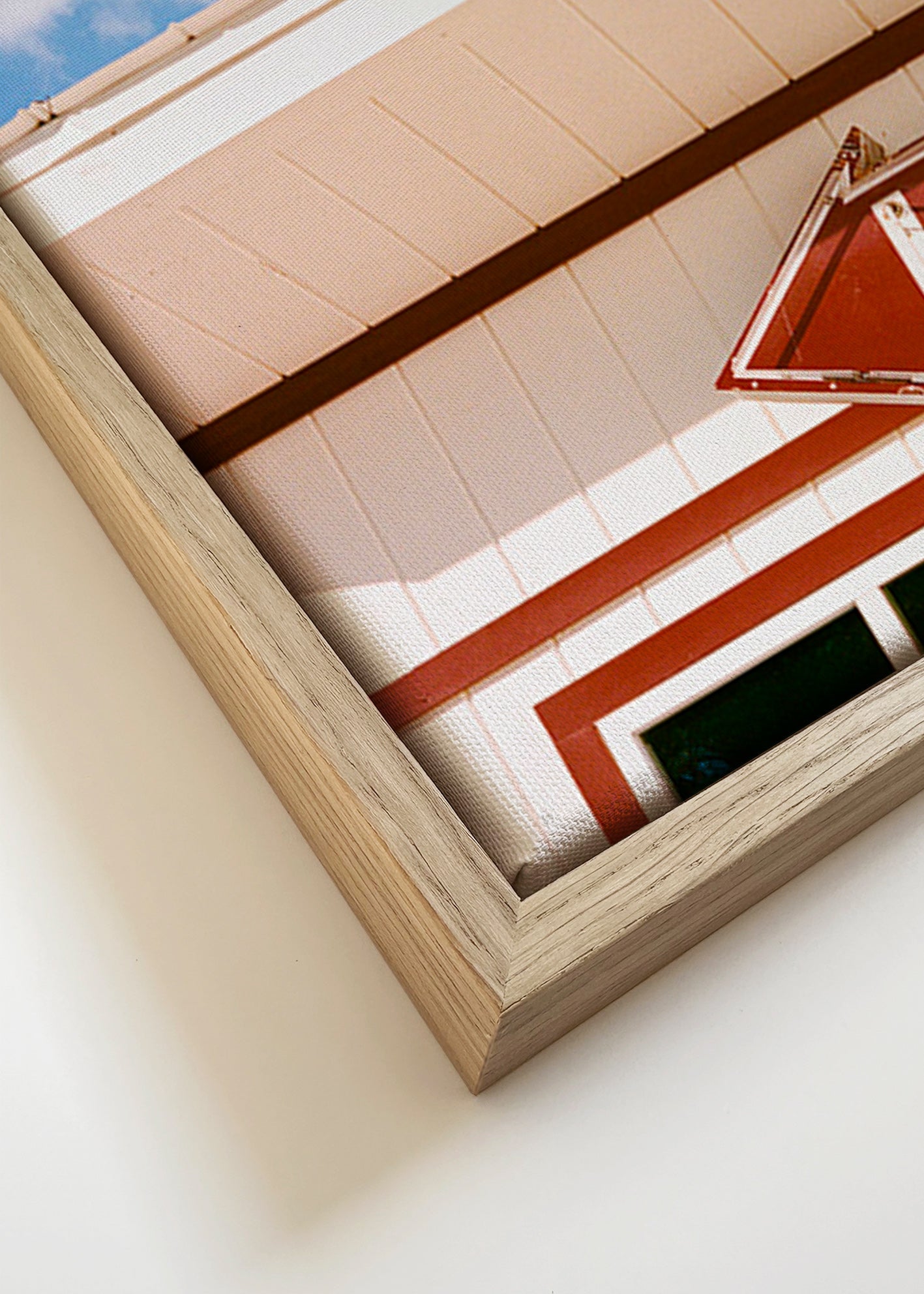 Vintage foto bord 'LIQUOR' tegen blauwe lucht – Canvas detail