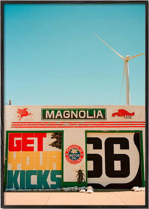 Keuken kunst Route 66 muurschildering – Black Frame