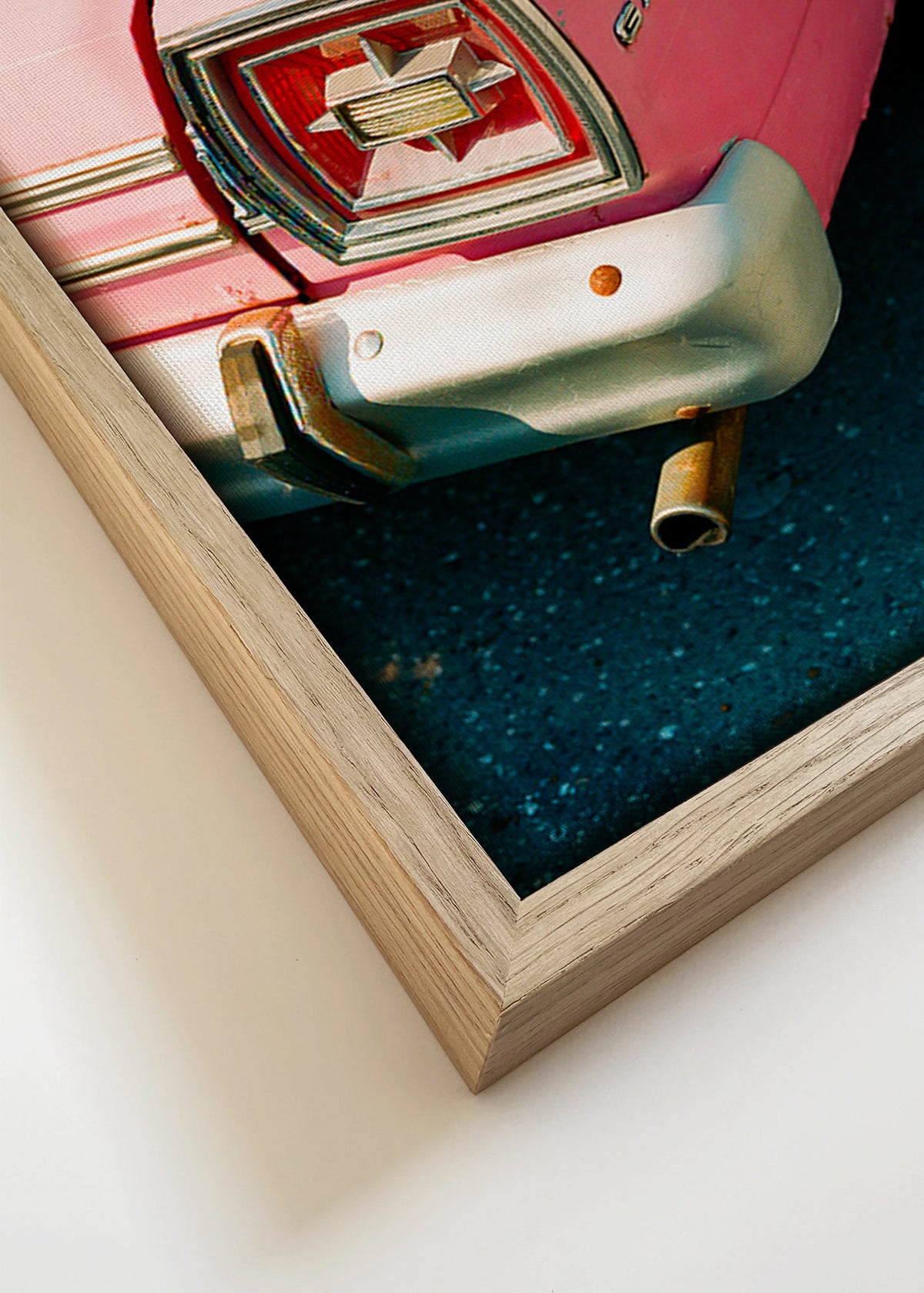 Vintage auto roze print – Canvas detail