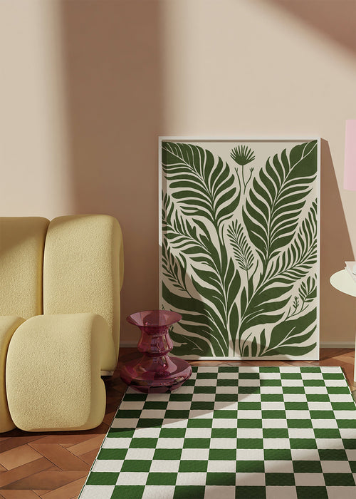 Botanische print groene bladeren op beige – Product1