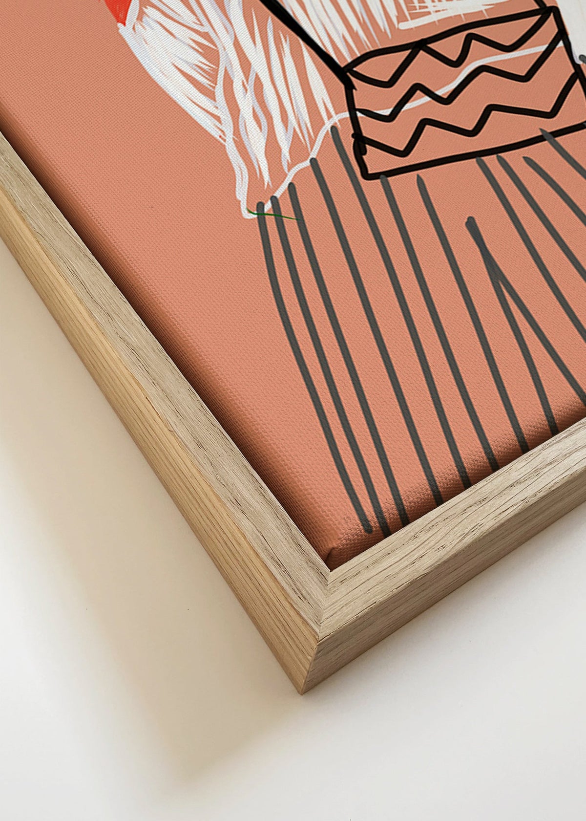 Vrouwillustratie met koraaltas – Canvas detail