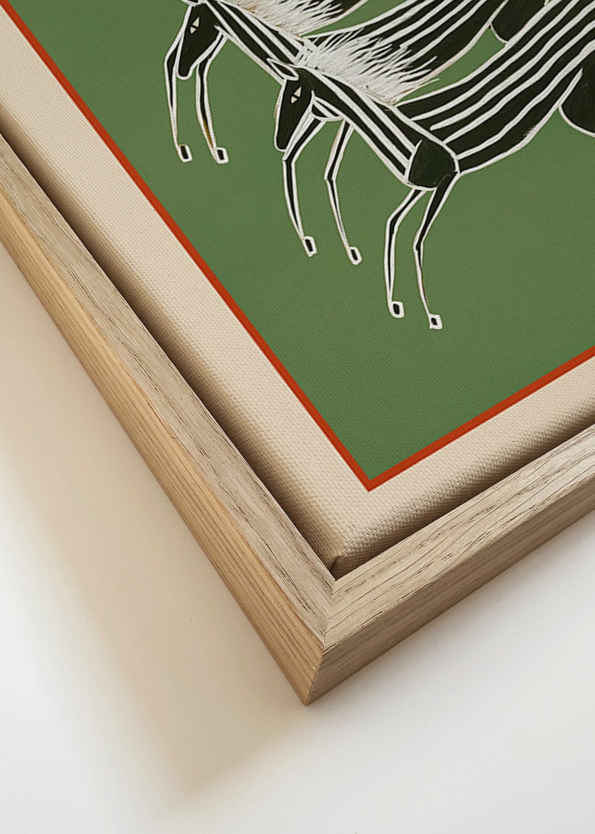 Gestreepte paarden in gelaagde compositie – Canvas detail