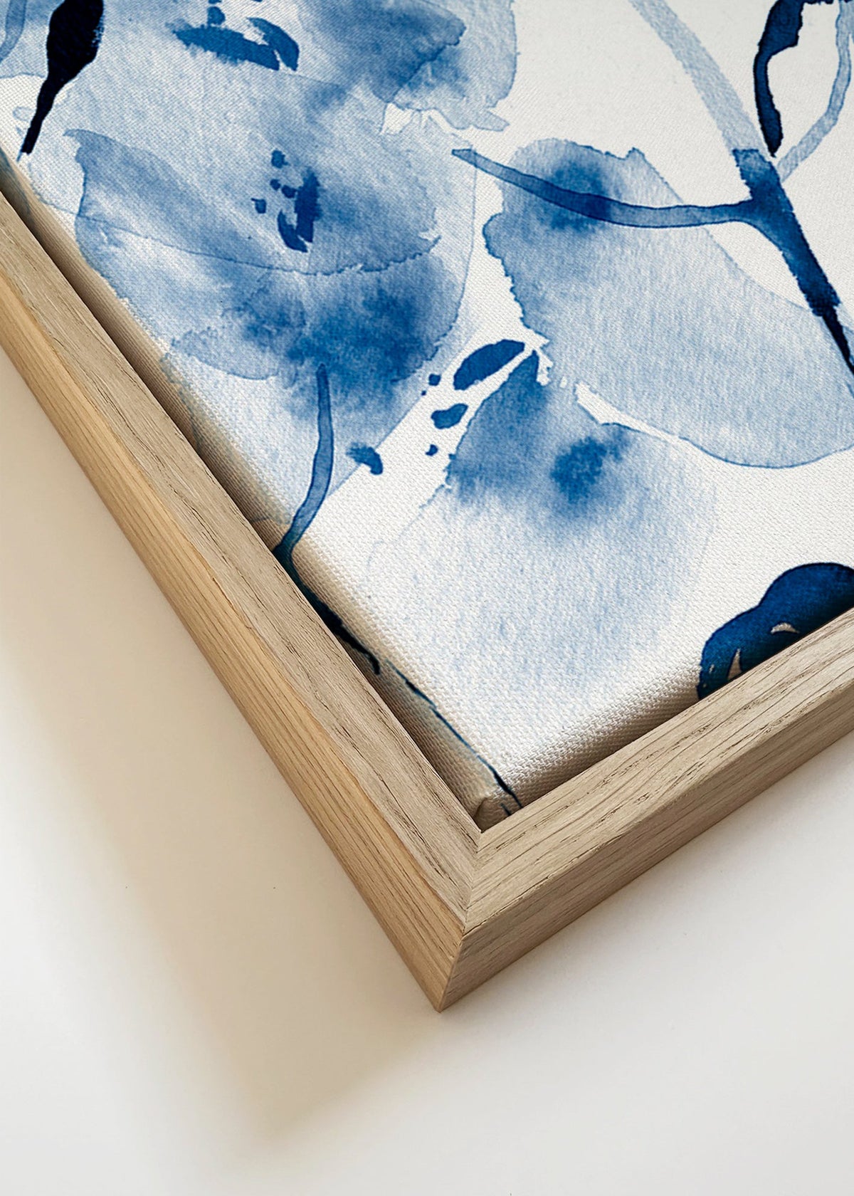 Botanische aquarel in blauw met vogels – Canvas detail
