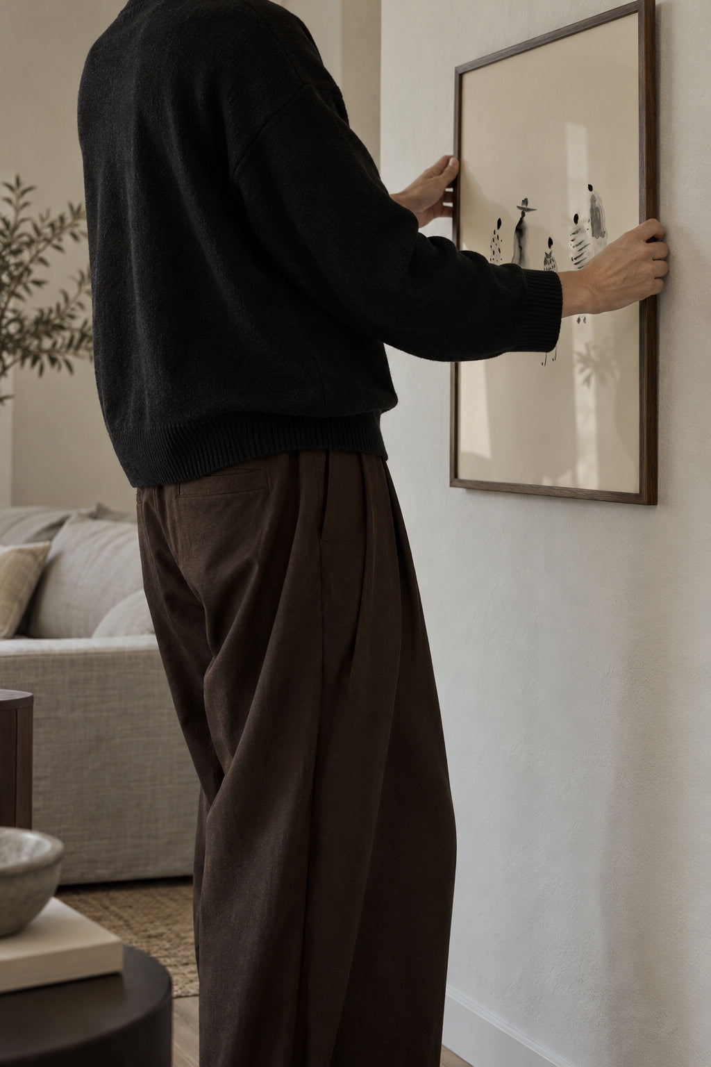 The People Going Out - Framed poster in an interior