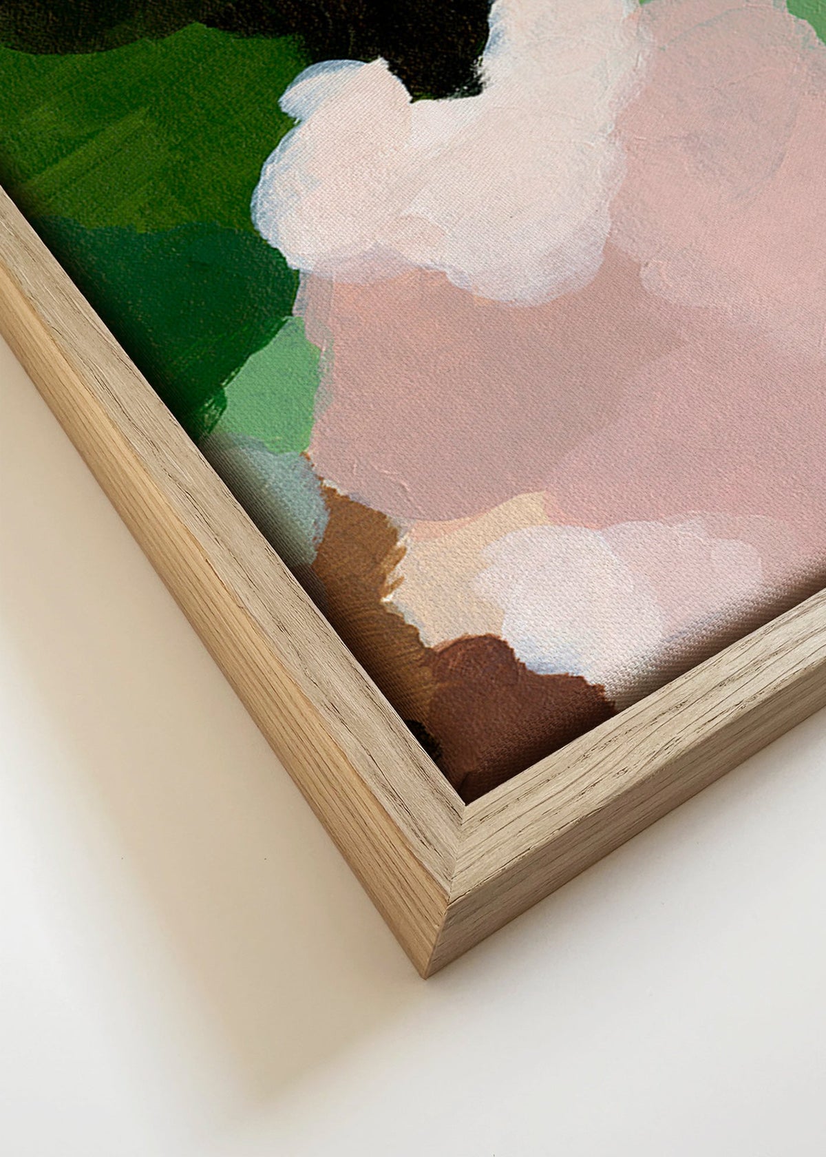 Abstract kunstwerk met organische groene vormen – Canvas detail