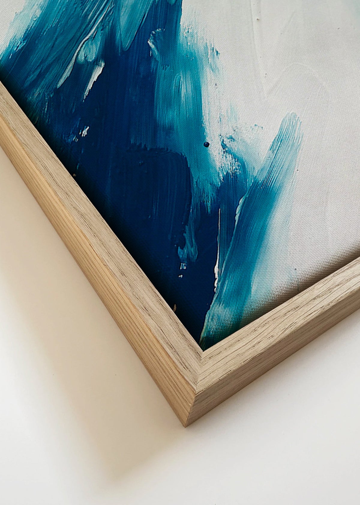 Abstracte poster blauwe penseelstreken – Canvas detail