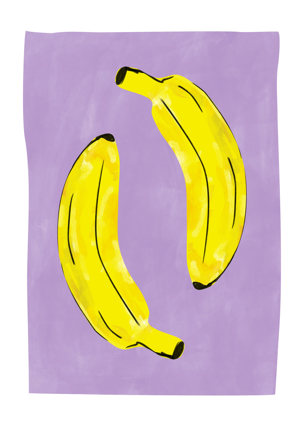 Two Vibrant Yellow Bananas - Unframed art print