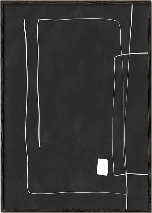 Minimalistische print met witte lijnen op zwarte achtergrond – Black Frame