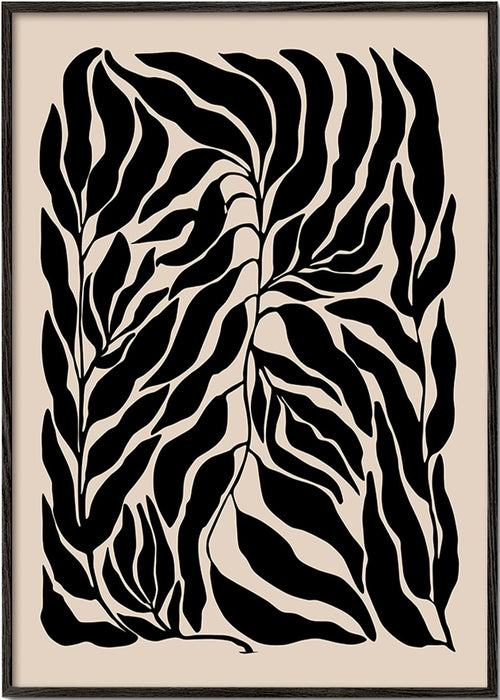 Botanische print zwarte blad silhouetten – Black Frame