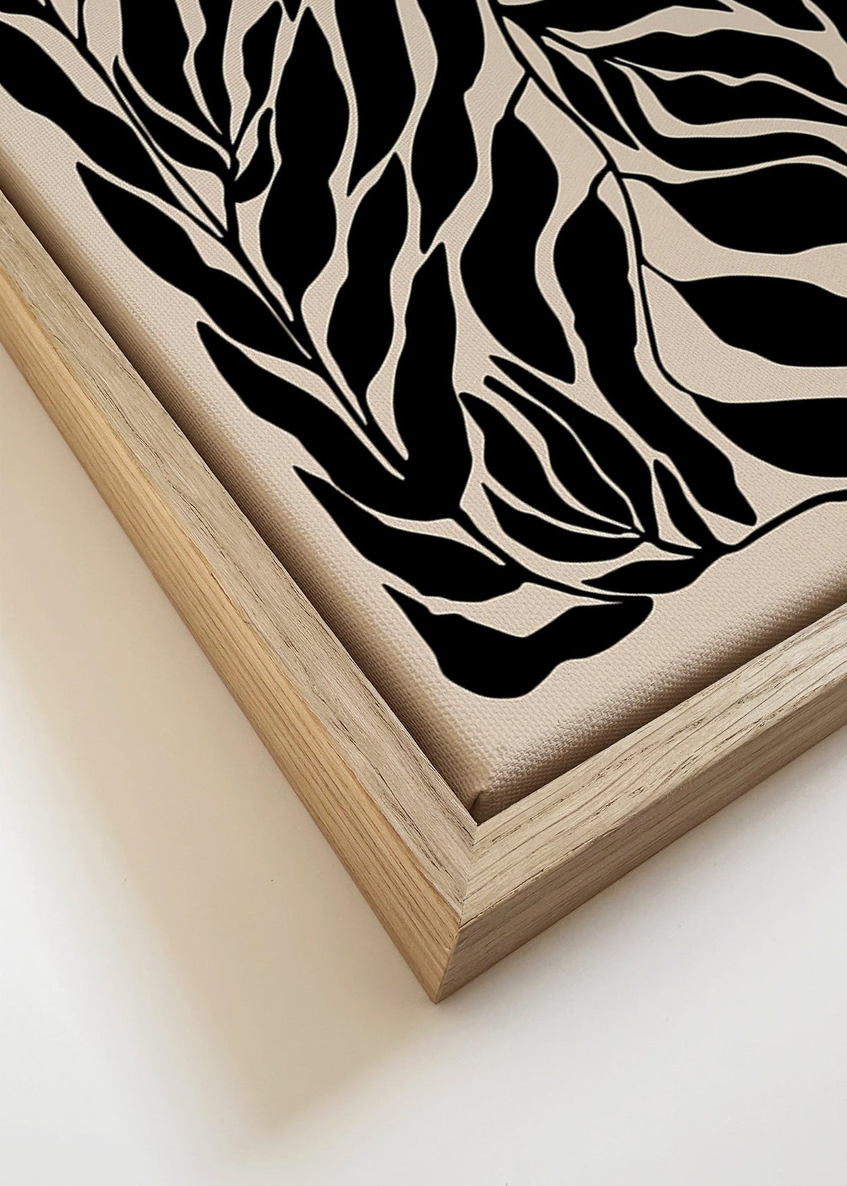 Botanische print zwarte blad silhouetten – Canvas detail