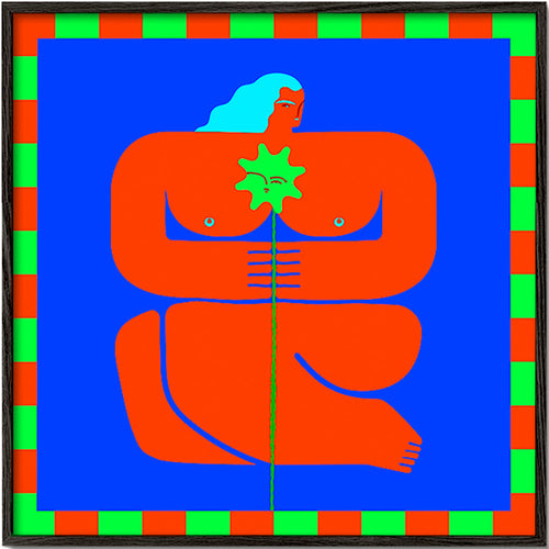 Abstracte kunst met gestileerde rode figuur – Black Frame