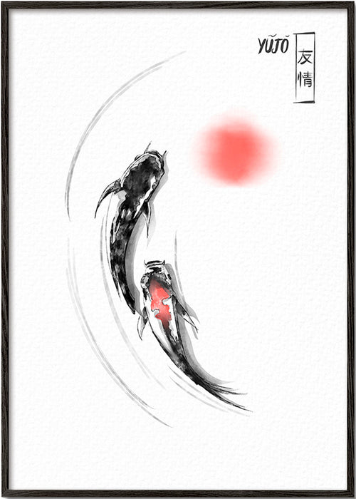Koi-illustratie Japans minimalistisch – Black Frame