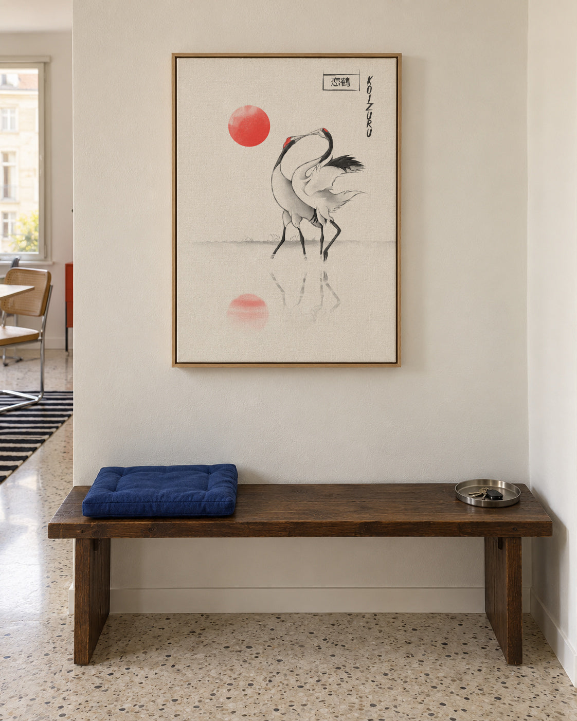 Love Cranes - Framed canvas in an interior