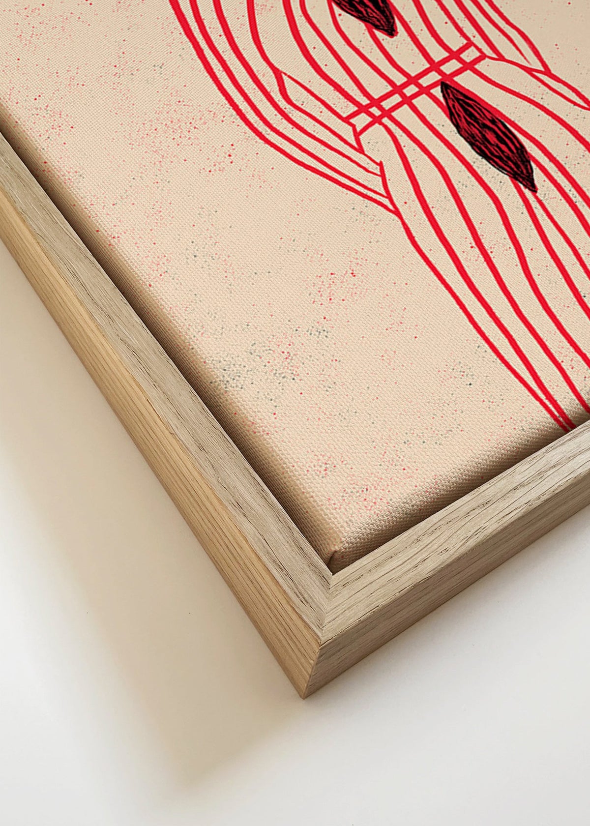 Gestileerde kat met rode lijnen – Canvas detail