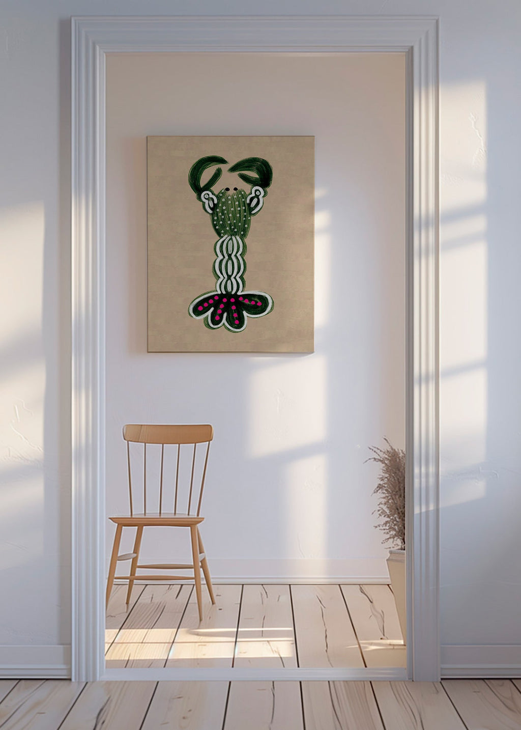 Illustratie groene kreeft – Canvas