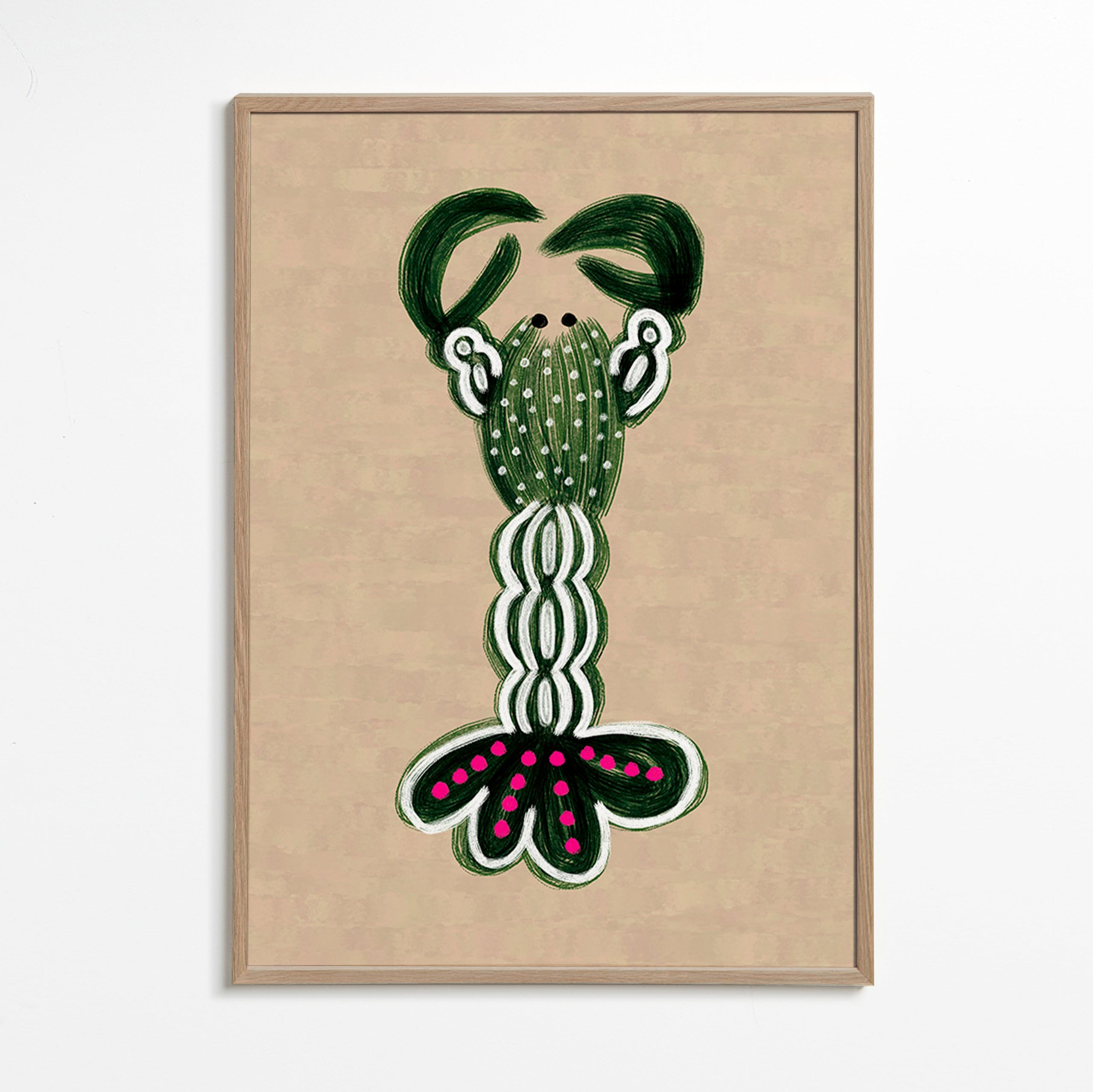 Illustratie groene kreeft – Oak Frame