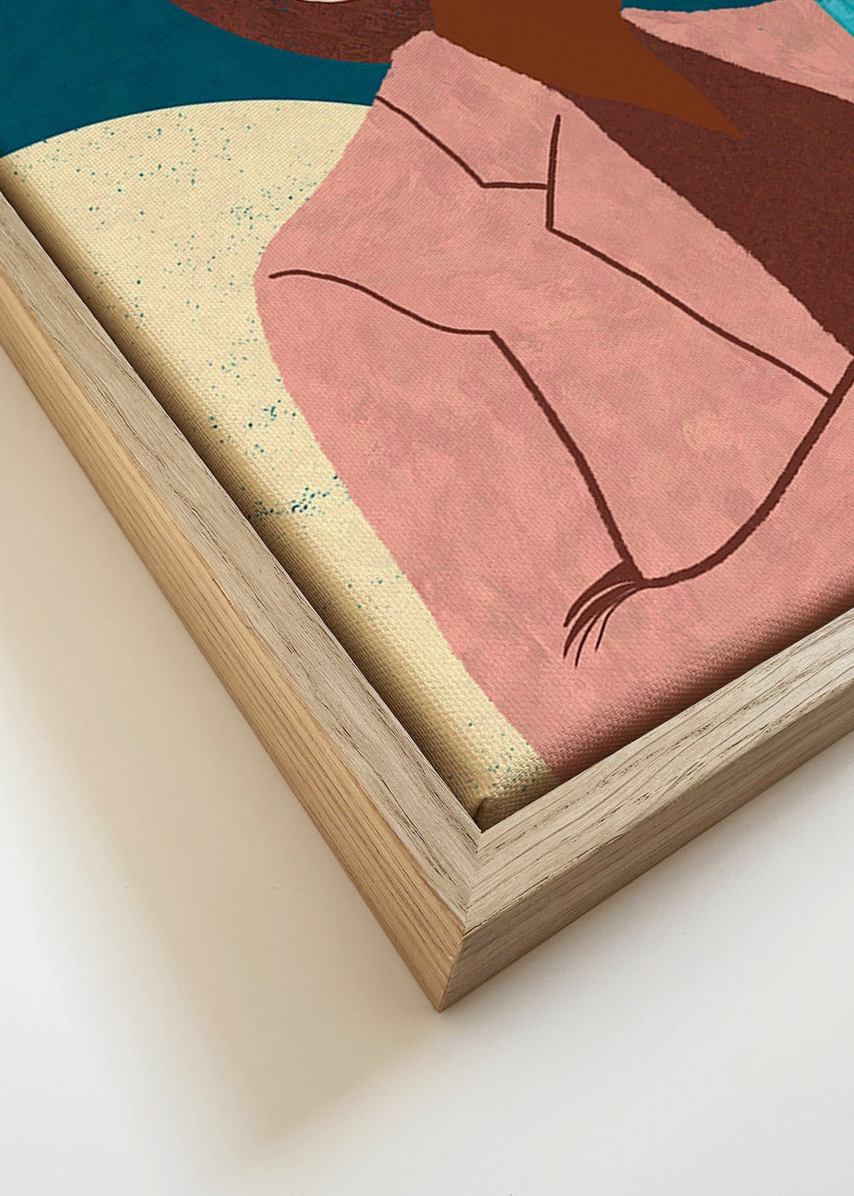 Illustratie muzikant met blaasinstrument – Canvas detail