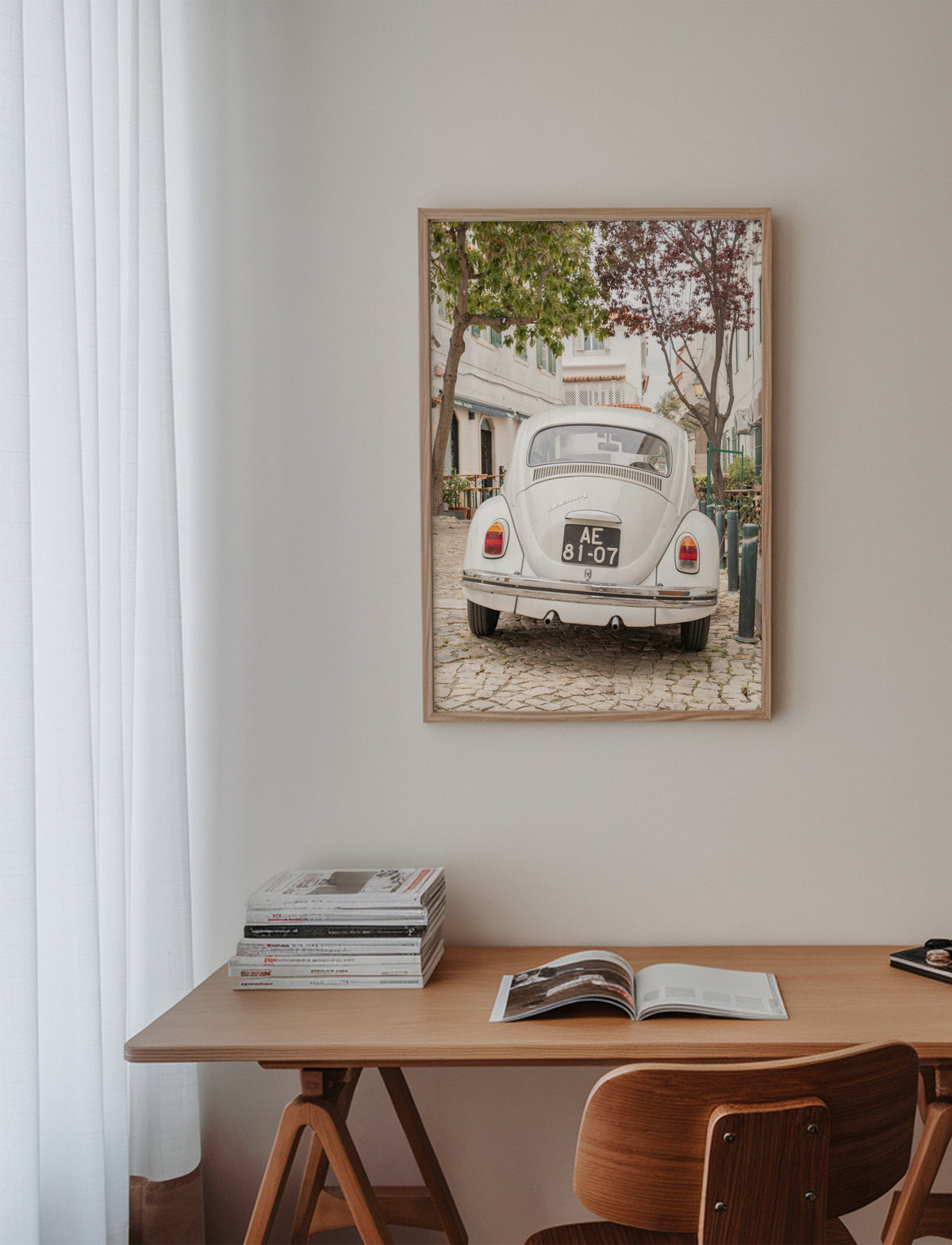 Driving Cascais - Framed poster in an interior