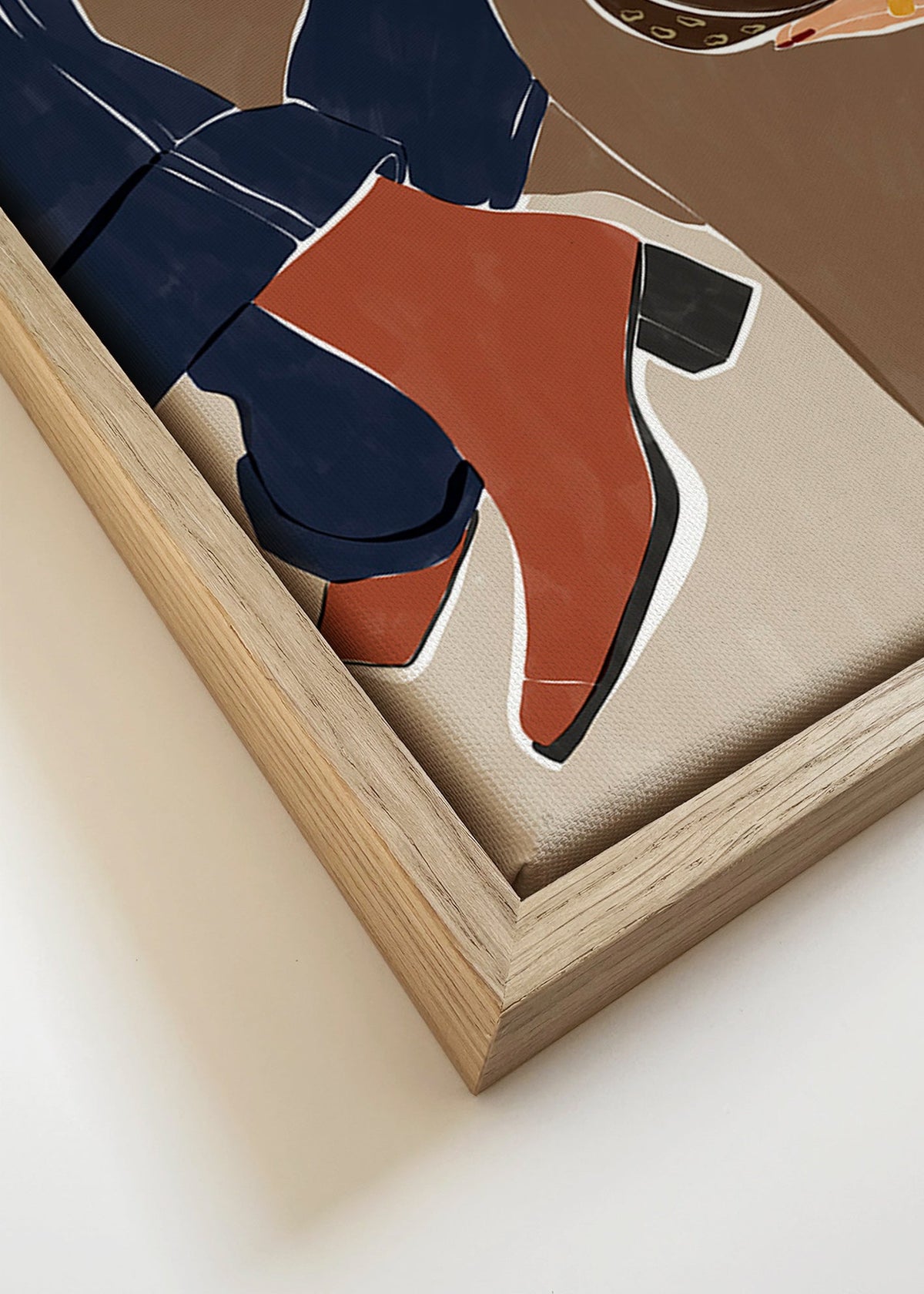 Modeillustratie met tas en laarzen – Canvas detail
