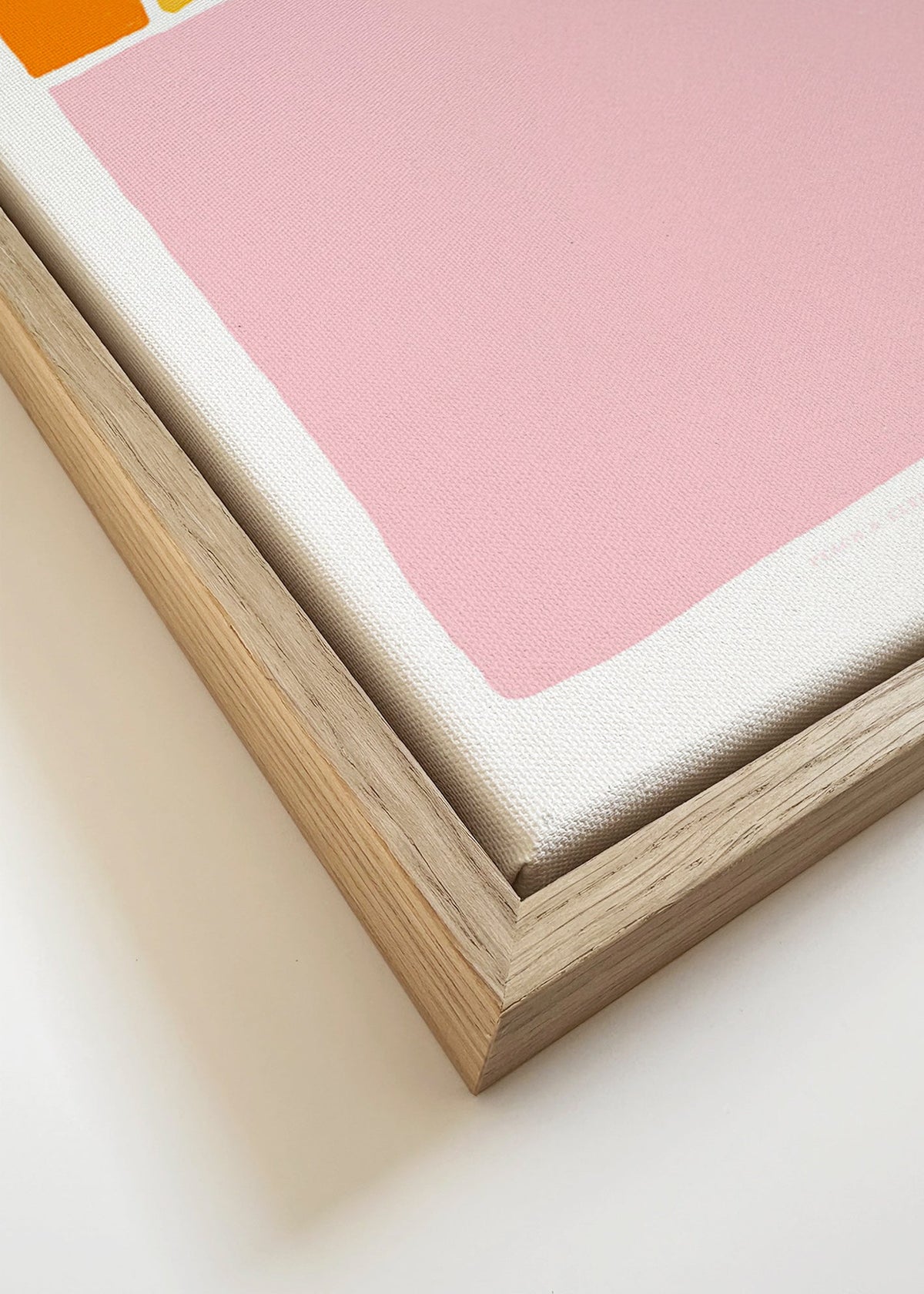 Abstract kunst halve cirkel roze en oranje – Canvas detail