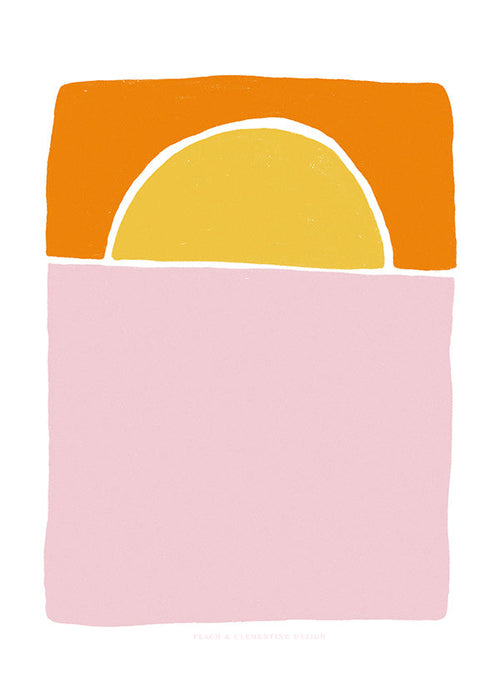 Abstract kunst halve cirkel roze en oranje
