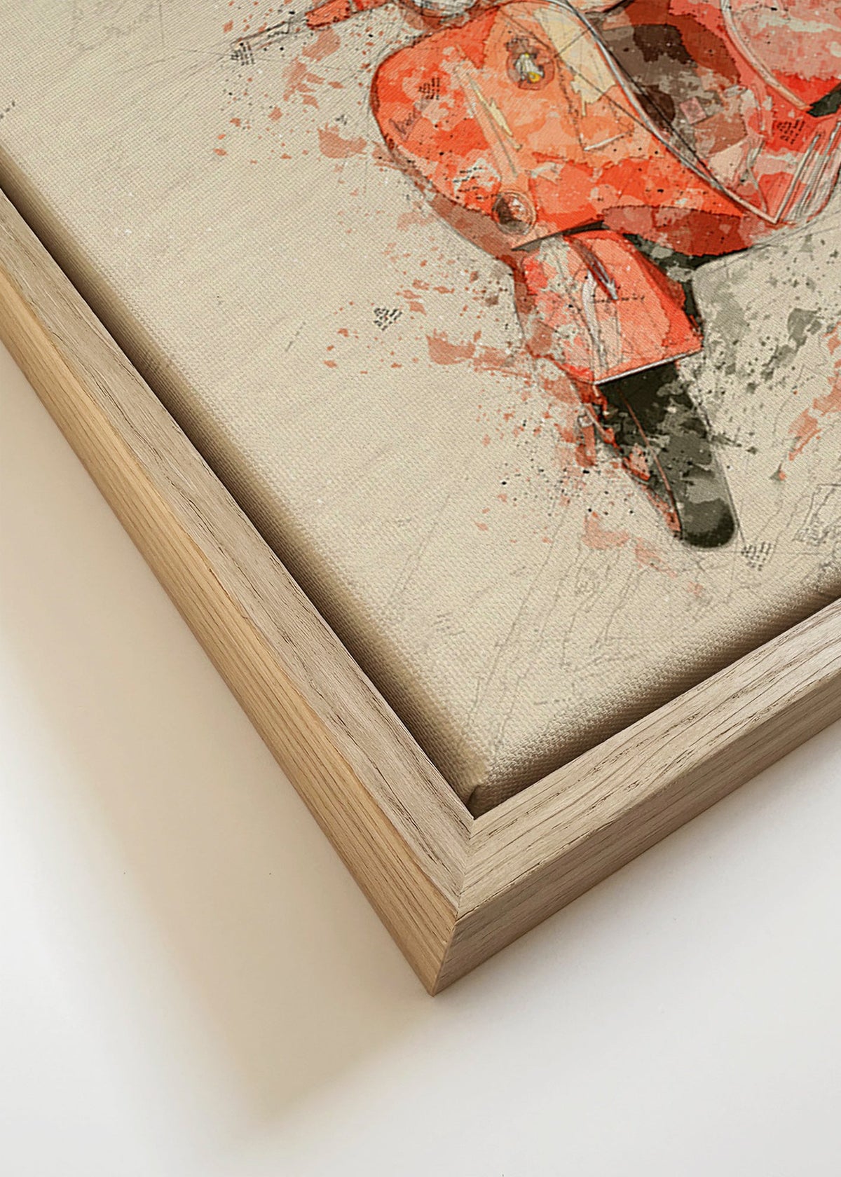 Illustratie Rode Vespa op gestructureerde achtergrond – Canvas detail