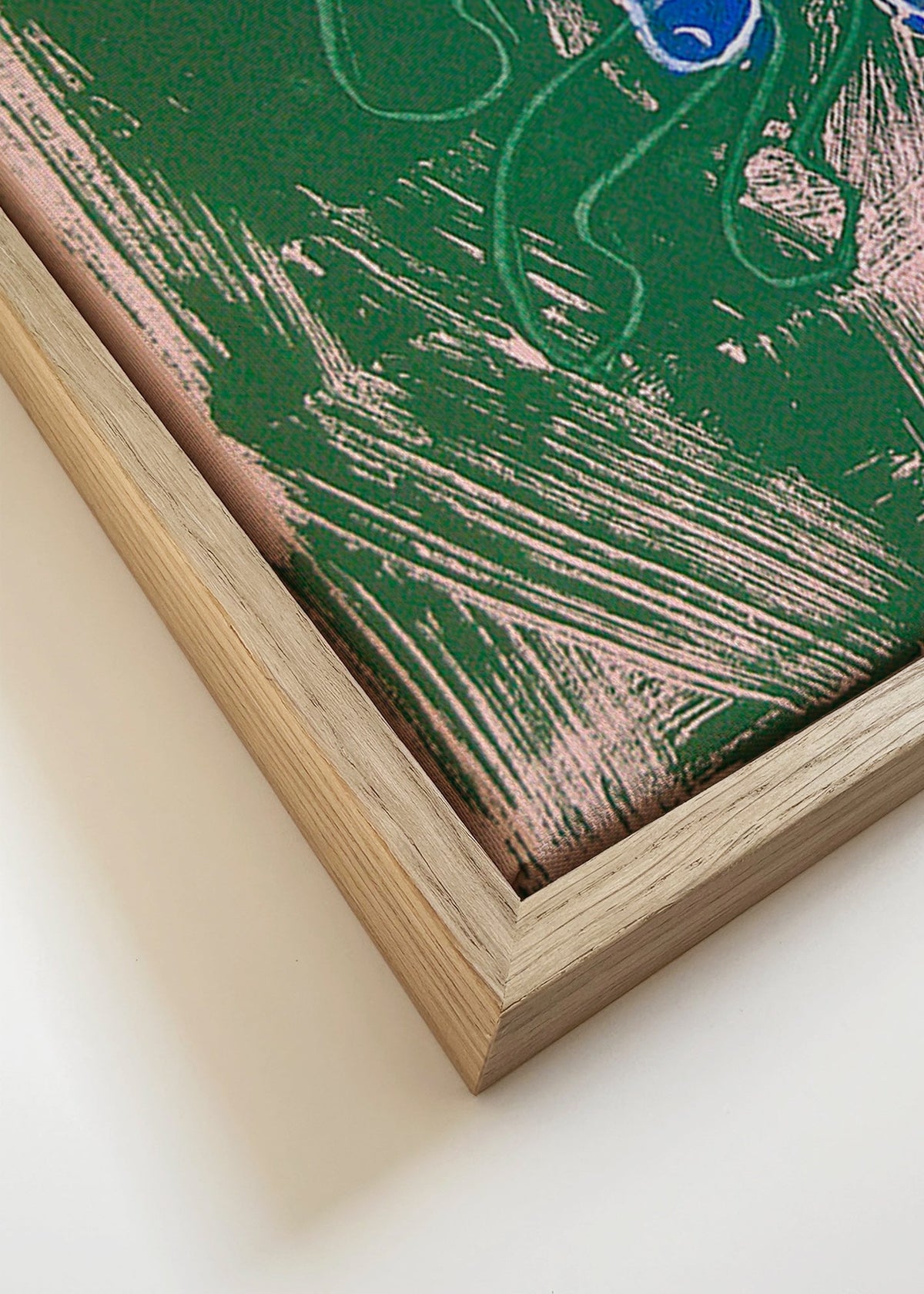 Kunstwerk blauw paard met ruiter – Canvas detail