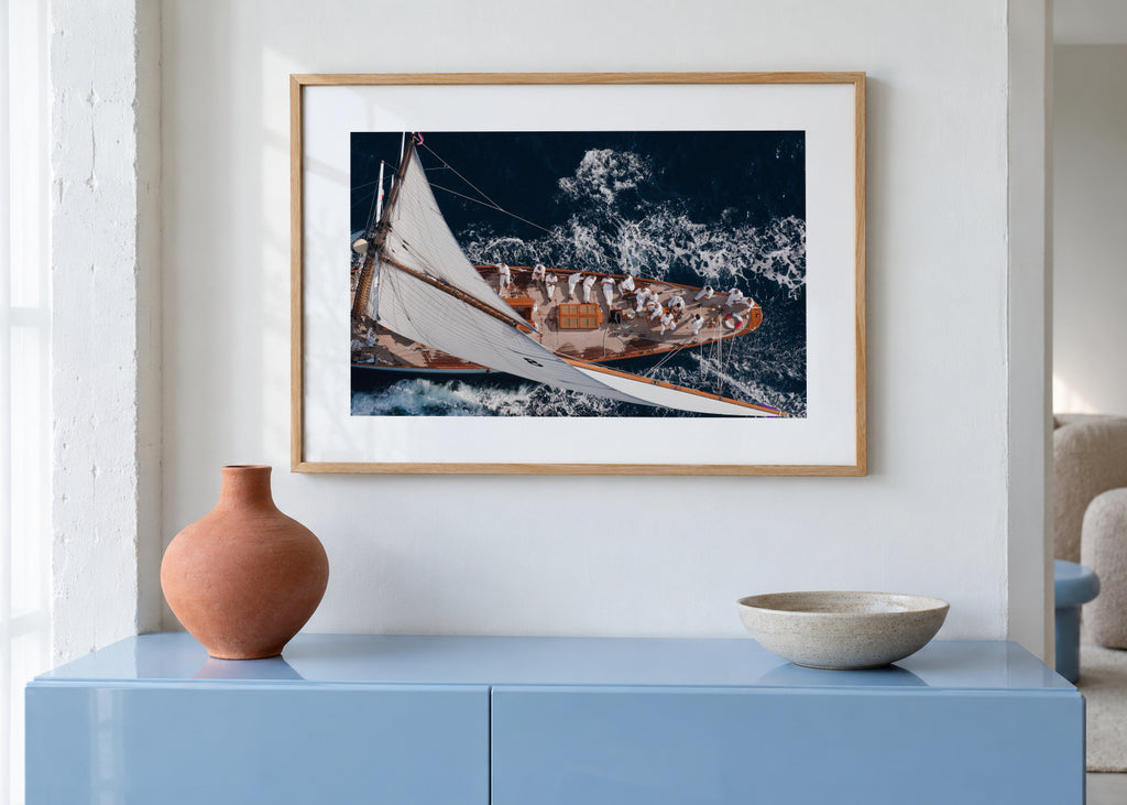 Above Moonbeam - Framed poster in an interior