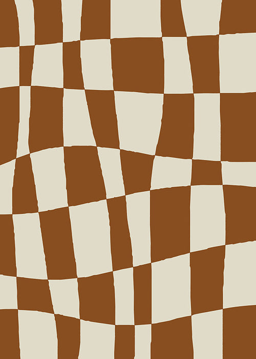 Geometrische poster met golvend dambord