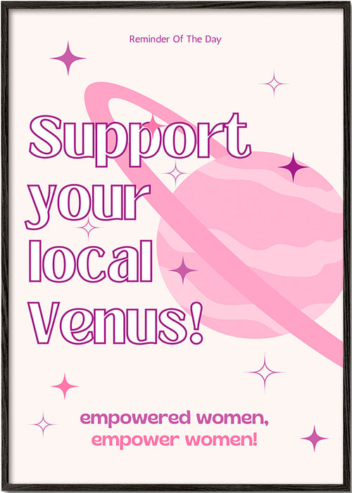 Typografische Venus print – Black Frame