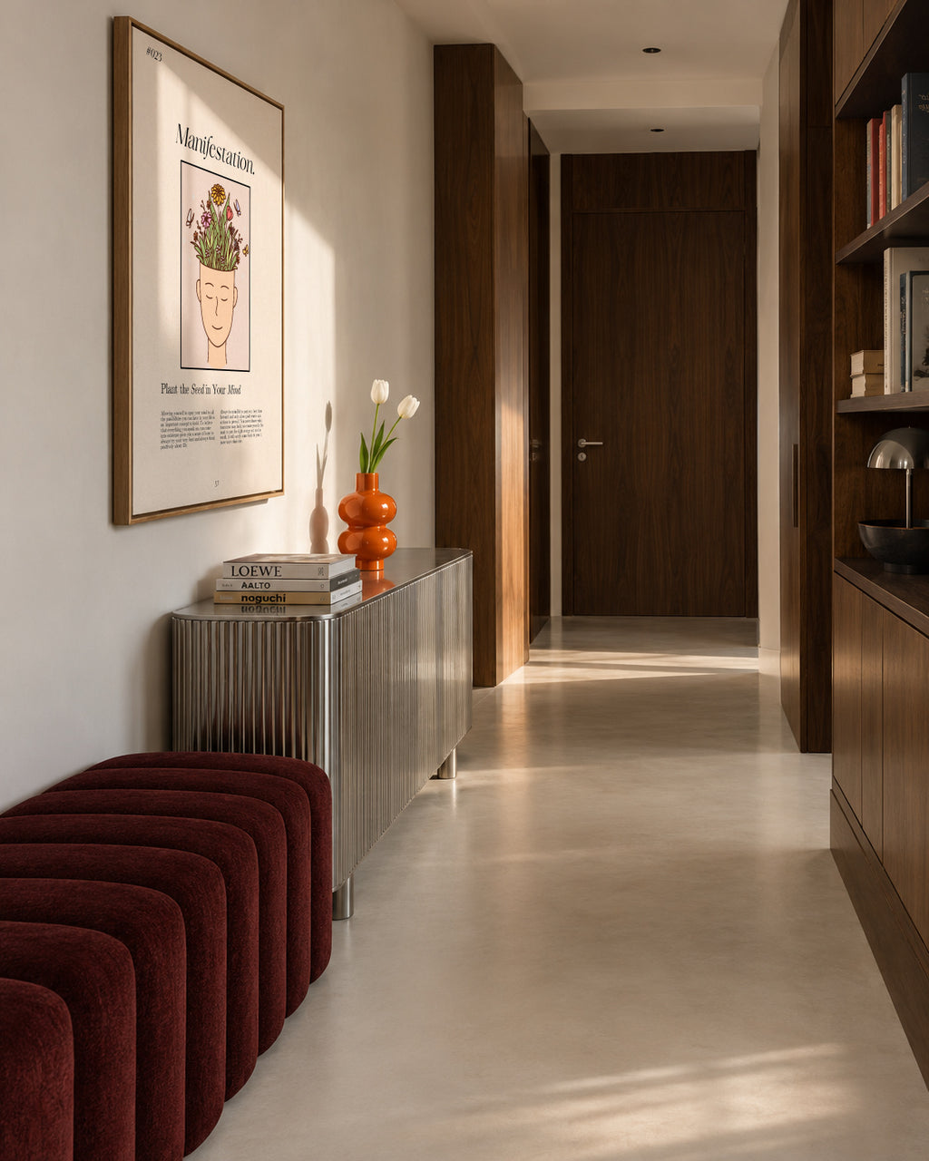 Manifestation with a serene figure - Framed canvas in an interior