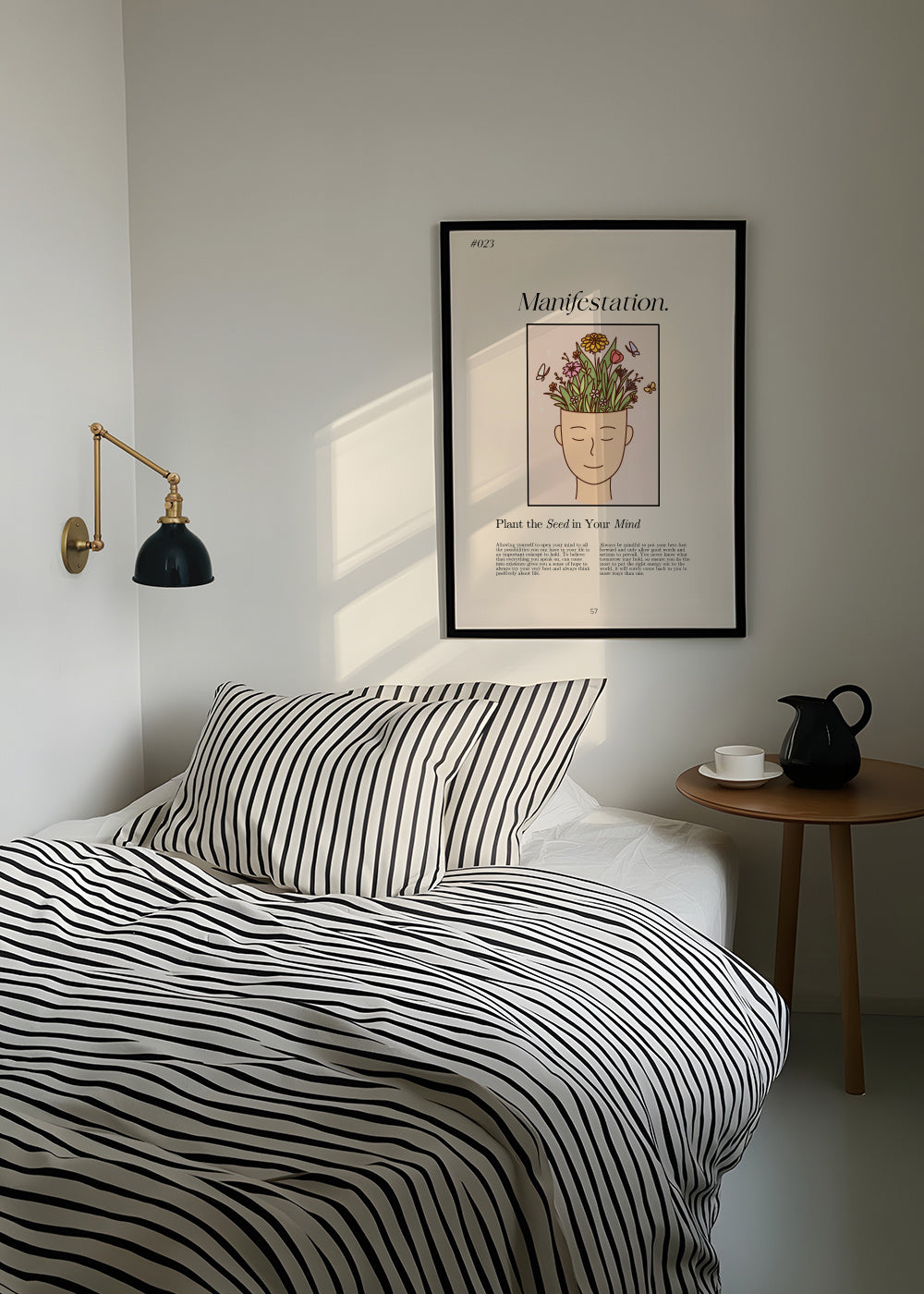Manifestation with a serene figure - Framed poster in an interior