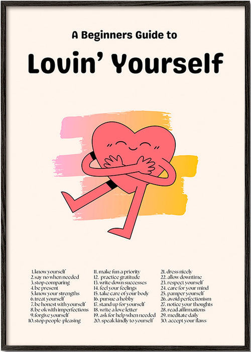 Illustratie: Knuffelend hart met pastelstreken – Black Frame