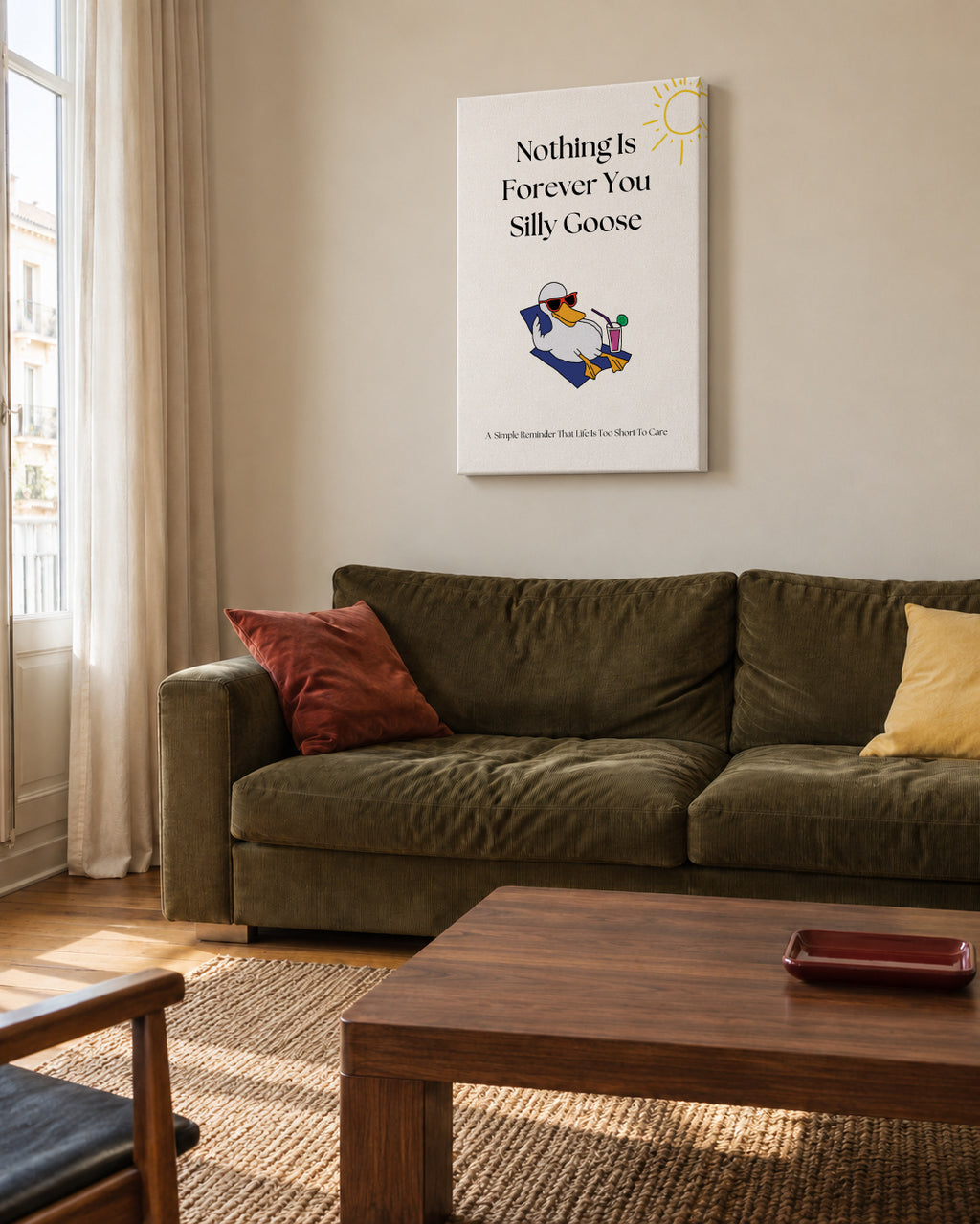 Relaxed Goose Vibes - Unframed canvas in an interior