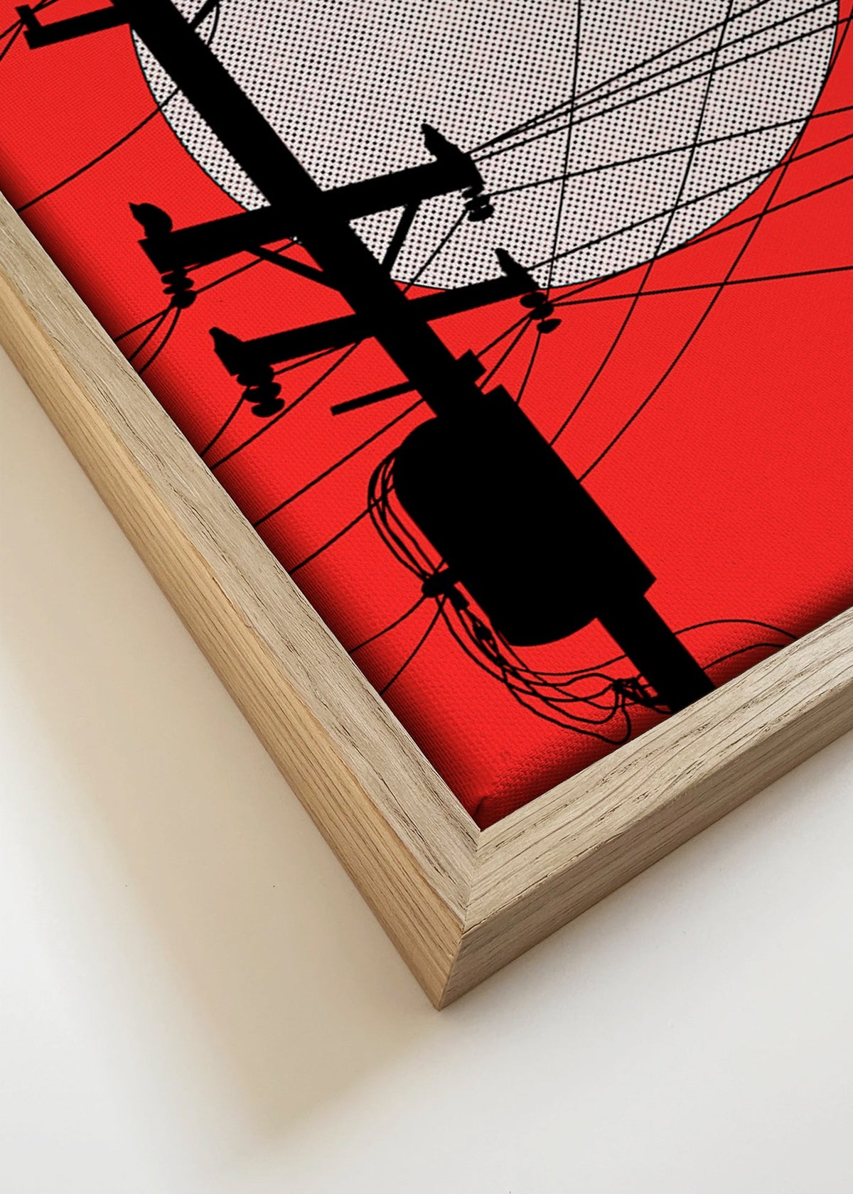 Japanse zon illustratie met draden – Canvas detail