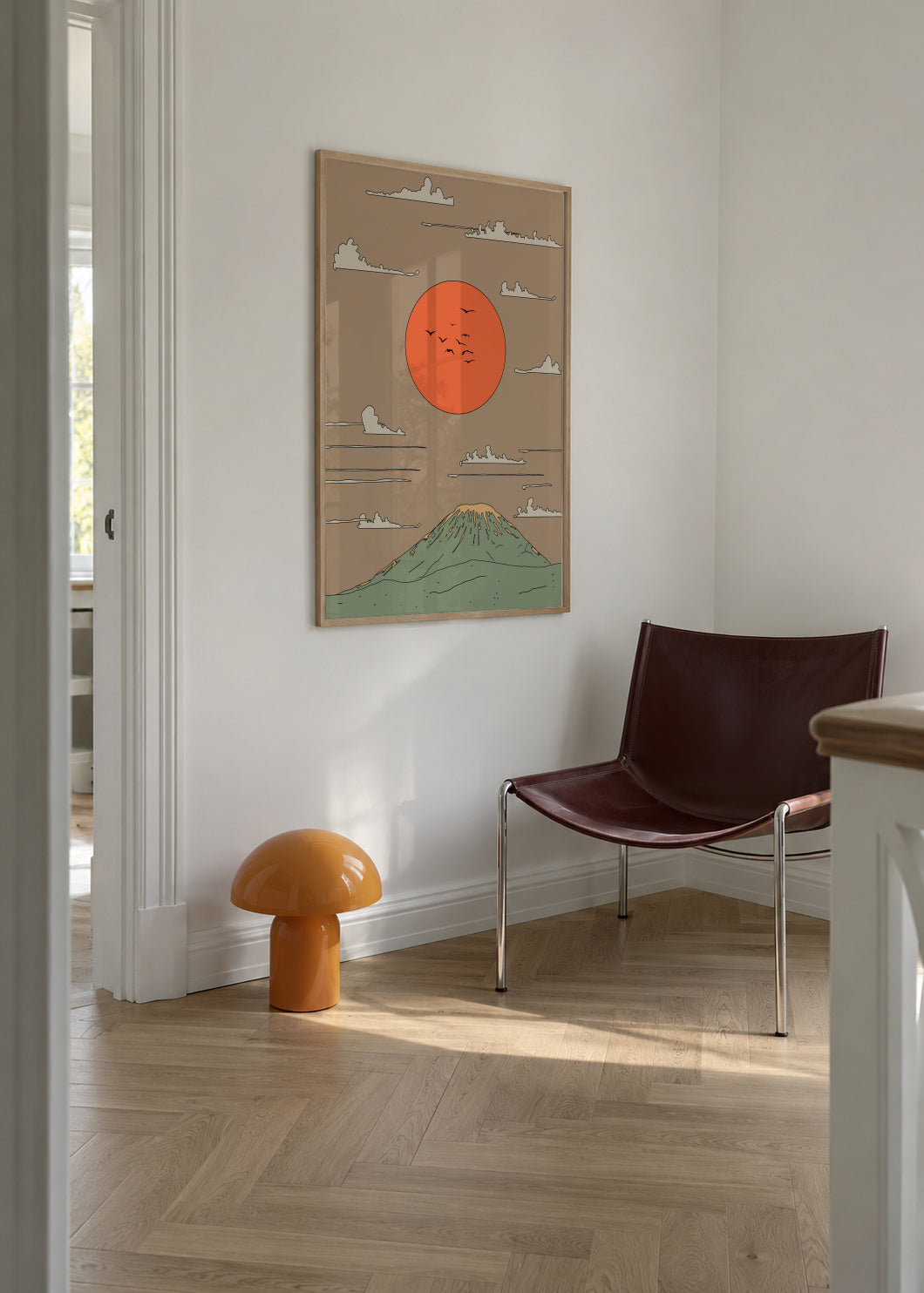 Japanese Sunrise - Framed poster in an interior