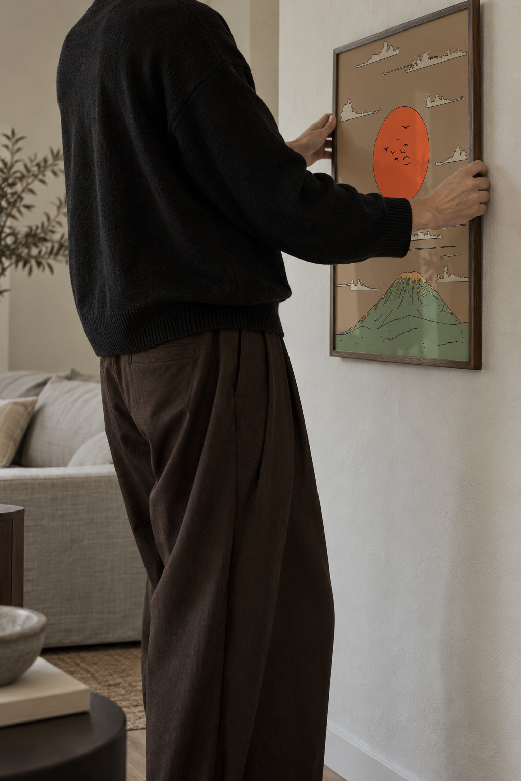 Japanese Sunrise - Framed poster in an interior