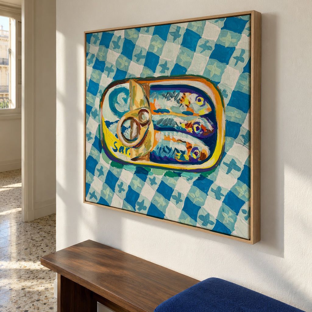 Tin of Sardines - Framed canvas in an interior