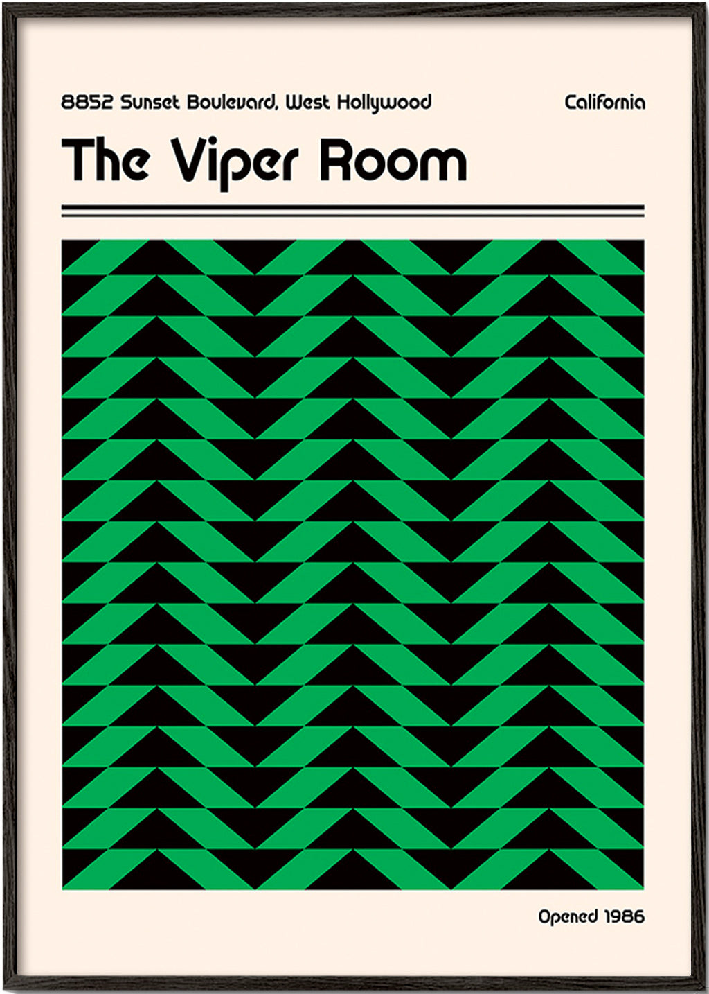 Vintage poster met groen geometrisch patroon – Black Frame