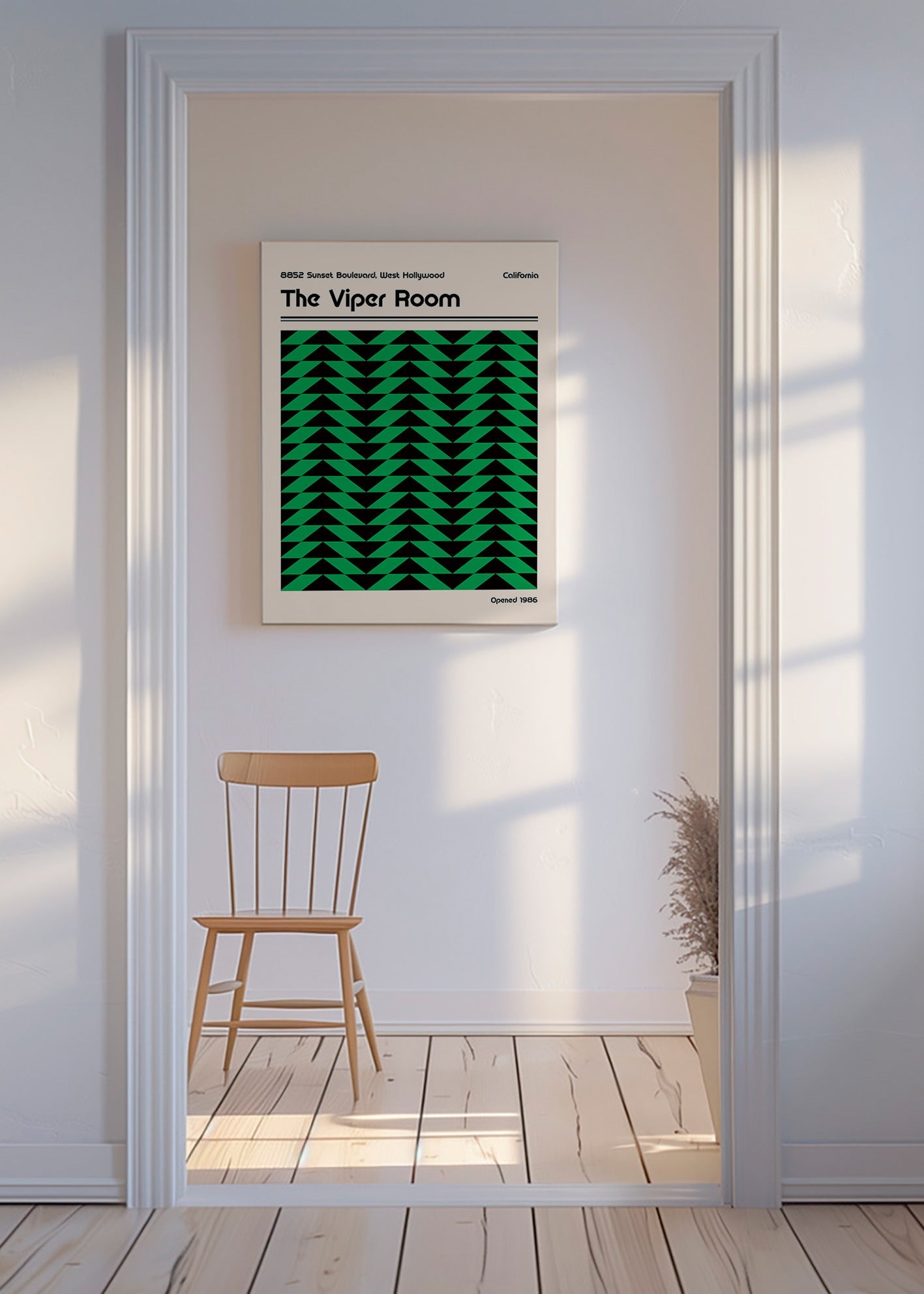 Vintage poster met groen geometrisch patroon – Canvas